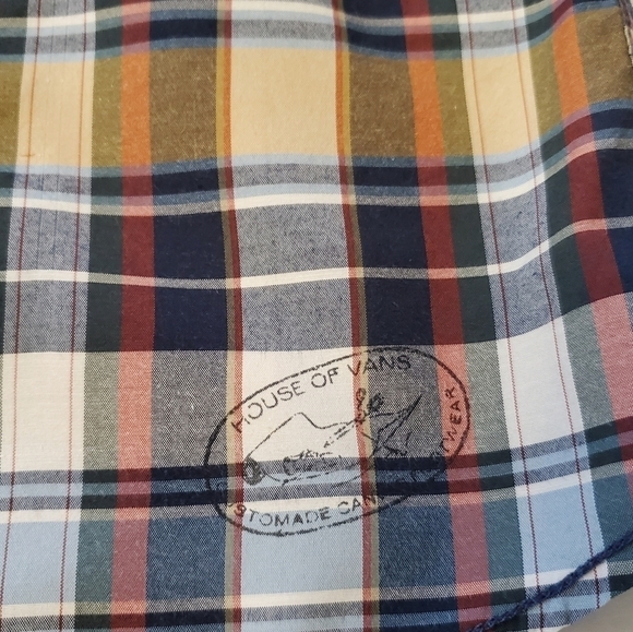 Vans Off The Wall plaid button down short sleeve mens shirt in size Large F7 - Picture 8 of 9